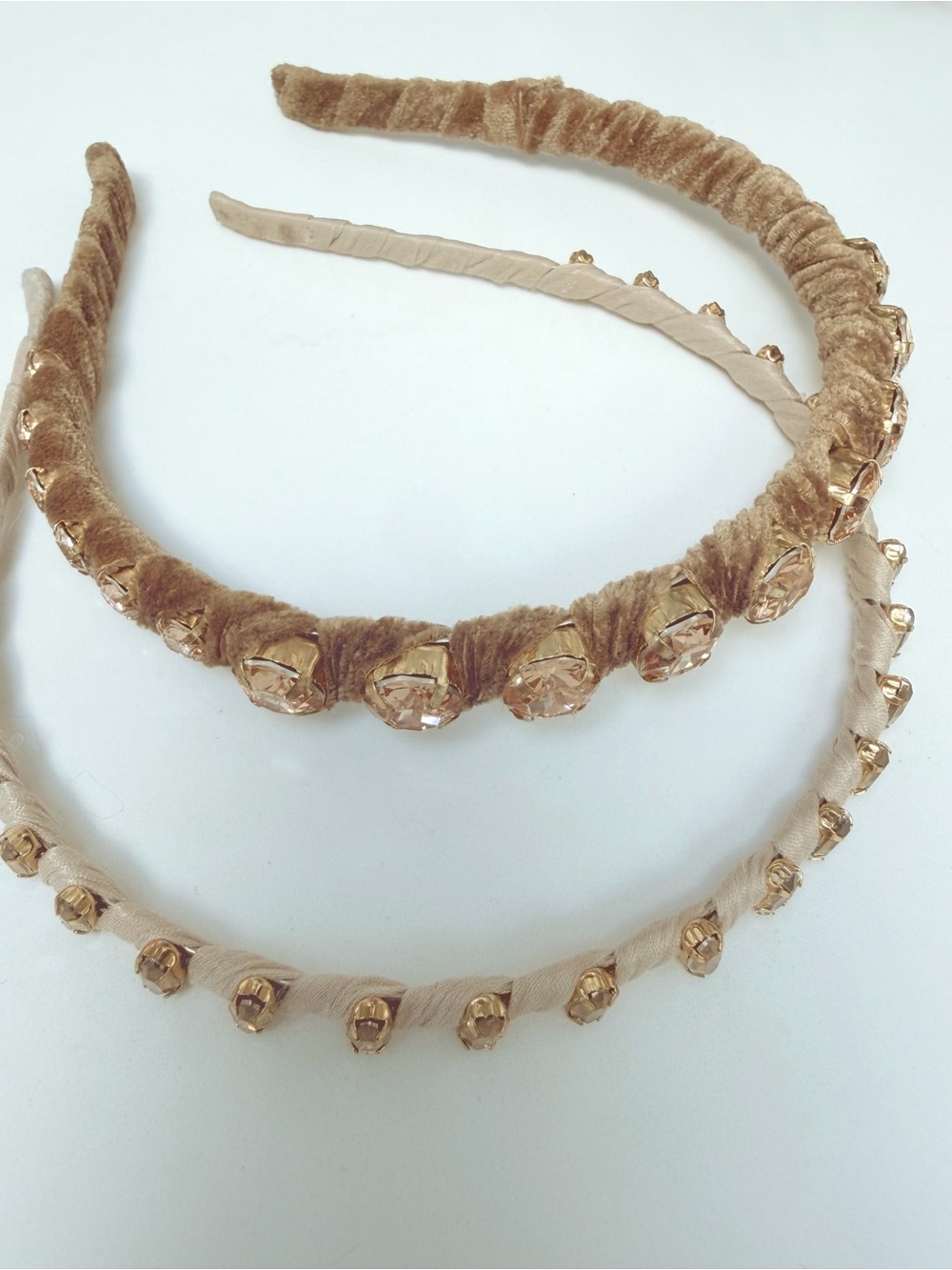 Bejeweled Velvet Wrap Headbands - Brown & Taupe
